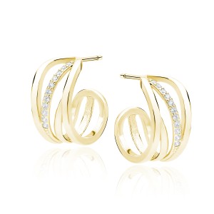 Cercei argint rotunzi placati cu aur galben cu pietre DiAmanti Z1921EG_W-DIA (Argint 925‰ 4,5 g.)